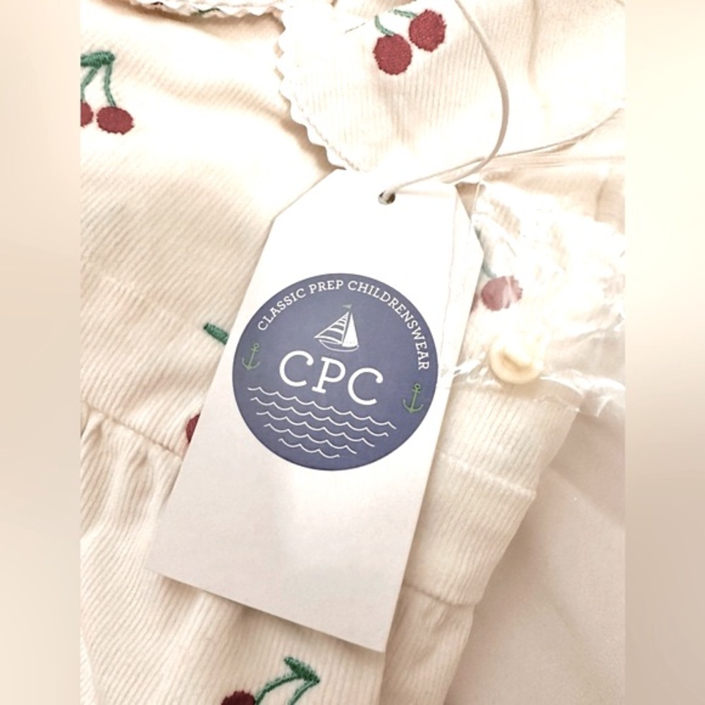 Adorable Juniper Puff Sleeve Bubble, Cannoli Cream w/Cherries, 2T Girl, NWTs - Picture 6 of 9